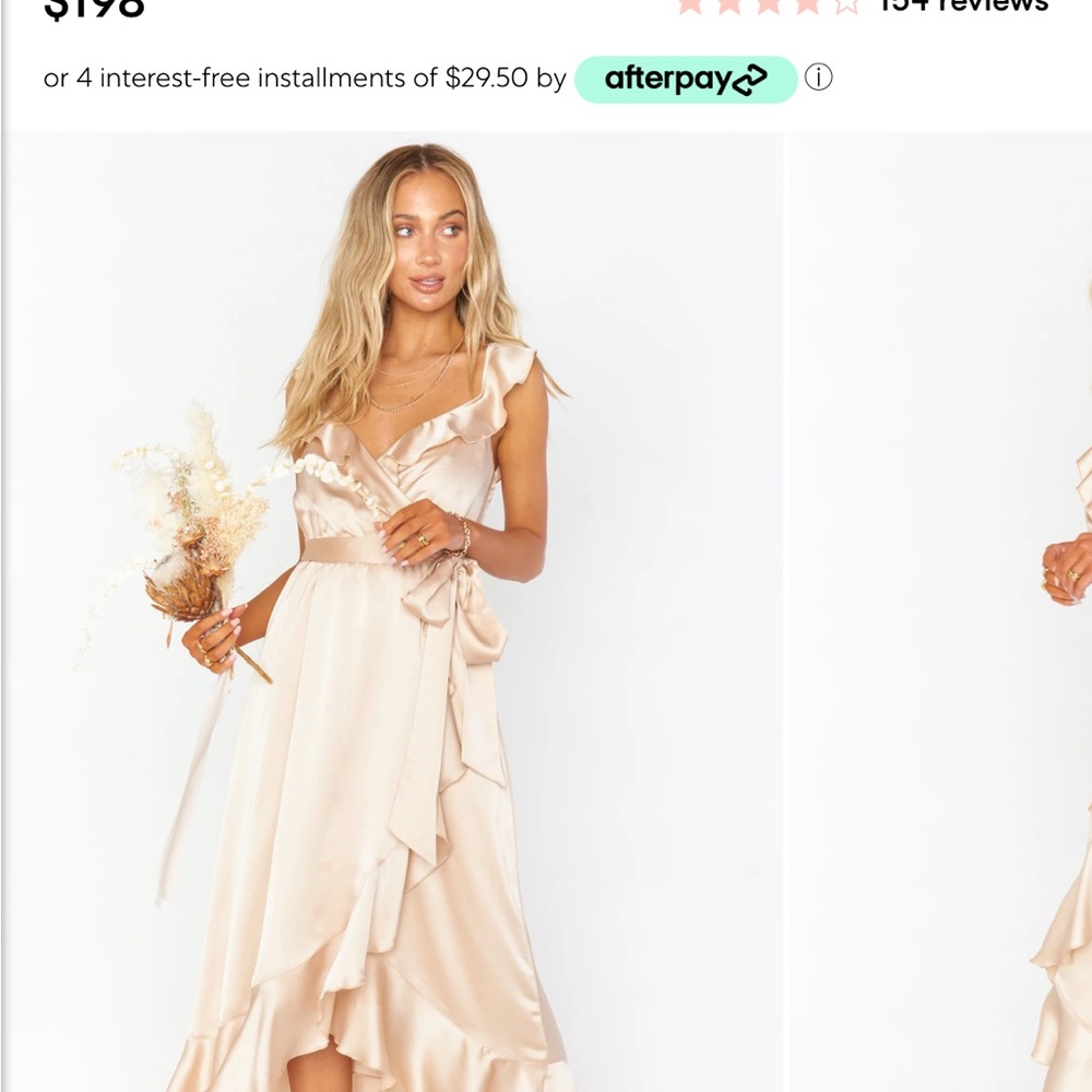 Show me your mumu Samantha dress in Champagne Lux satin